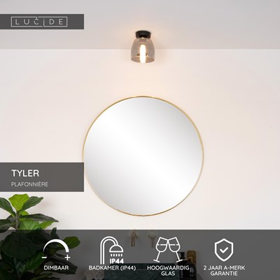 Lucide TYLER - Plafonnière Badkamer - Ø 16,1 cm - 1xG9 - IP44 - Zwart